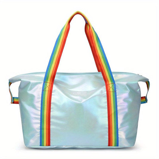 Laser Travel Duffle Bag Rainbow Strap Sports Gym Bag