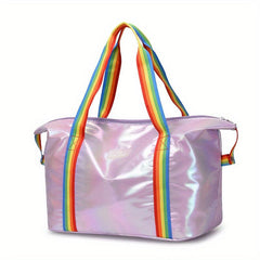 Laser Travel Duffle Bag Rainbow Strap Sports Gym Bag