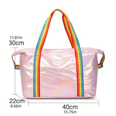 Laser Travel Duffle Bag Rainbow Strap Sports Gym Bag
