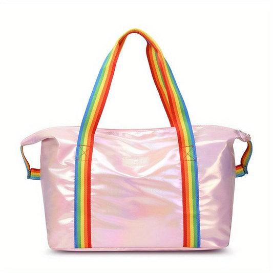 Laser Travel Duffle Bag Rainbow Strap Sports Gym Bag