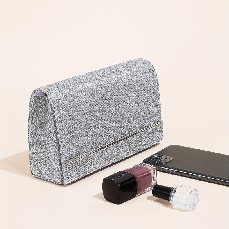 Glitter Evening Bag Faux Leather Clutch for Party Wedding