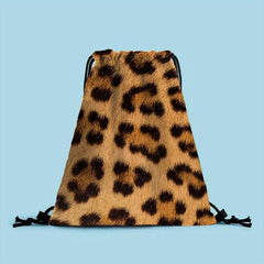 Leopard Cow Pattern Drawstring Backpack Lightweight Sports Bag