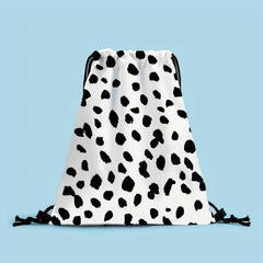 Leopard Cow Pattern Drawstring Backpack Lightweight Sports Bag