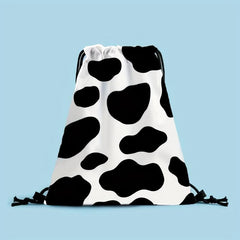 Leopard Cow Pattern Drawstring Backpack Lightweight Sports Bag