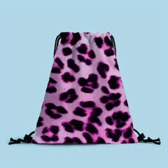 Leopard Cow Pattern Drawstring Backpack Lightweight Sports Bag
