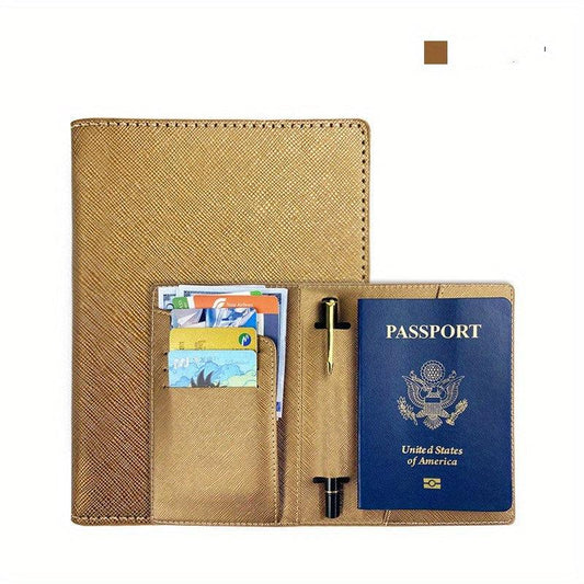 Passport Holder Card Slots Pen Insert Travel Accessories