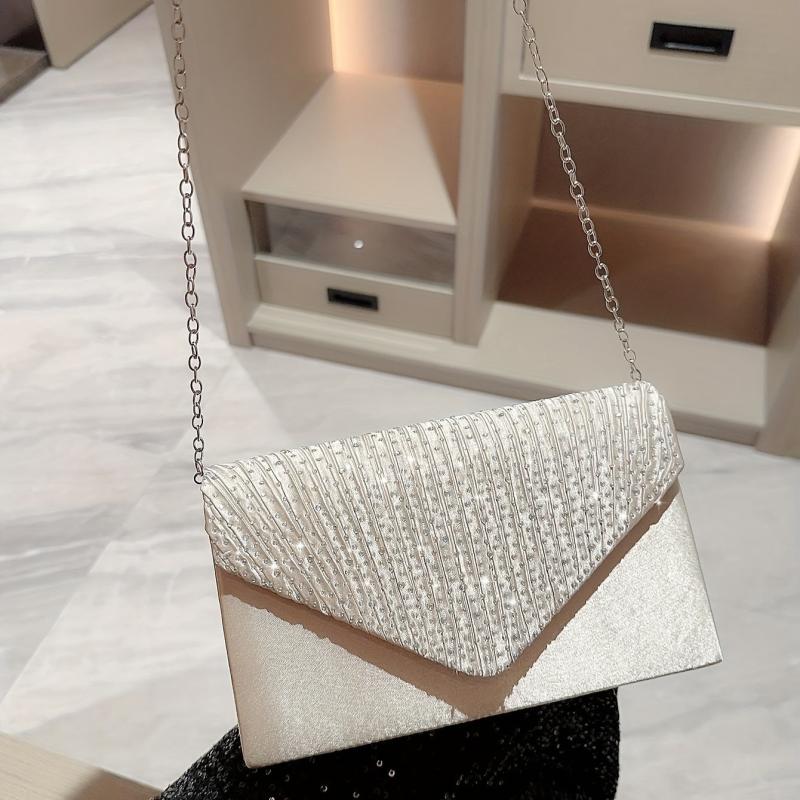 Rhinestone Chain Clutch Glossy Evening Bag