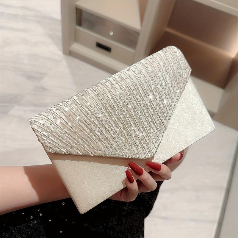 Rhinestone Chain Clutch Glossy Evening Bag