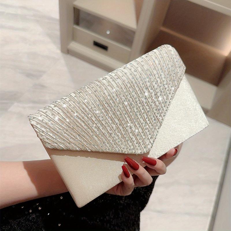 Rhinestone Chain Clutch Glossy Evening Bag