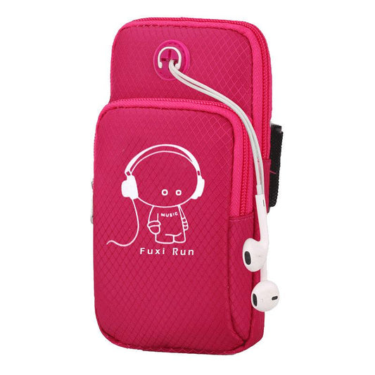 Cartoon Pattern Phone Bag Zipper Running Storage Bag Earphone Hole