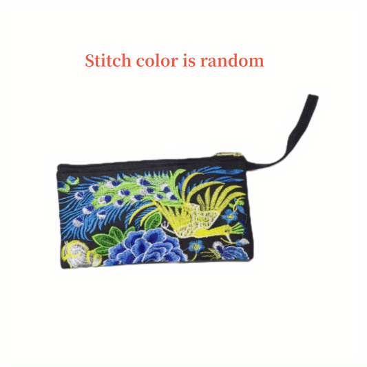 Vintage Embroidered Long Wallet Clutch Coin Purse
