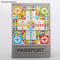 Flying Chess Passport Case Faux Leather Document Holder