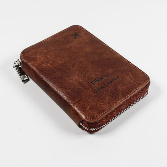 RFID Blocking Passport Holder Zipper Travel Wallet
