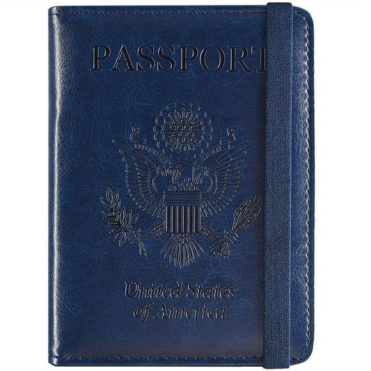 RFID Blocking PU Leather Passport Holder & Vaccine Card Holder Combo