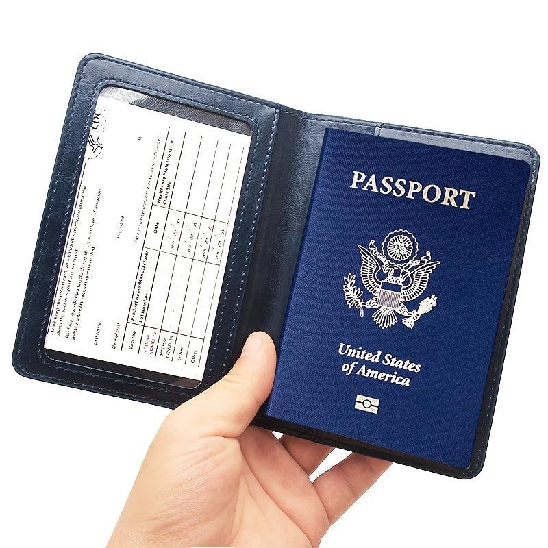 Vaccine Card and Passport Protector, PU Leather, Slot for Vaccine Card