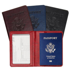 Vaccine Card and Passport Protector, PU Leather, Slot for Vaccine Card