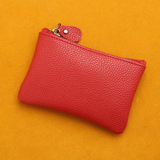 Large Capacity PU Leather Lychee Pattern Coin Purse Mini Zipper Coin Purse
