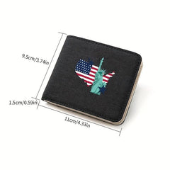 Men's Canvas Short Wallet Casual Pocket Thin Money Card Licence Bag