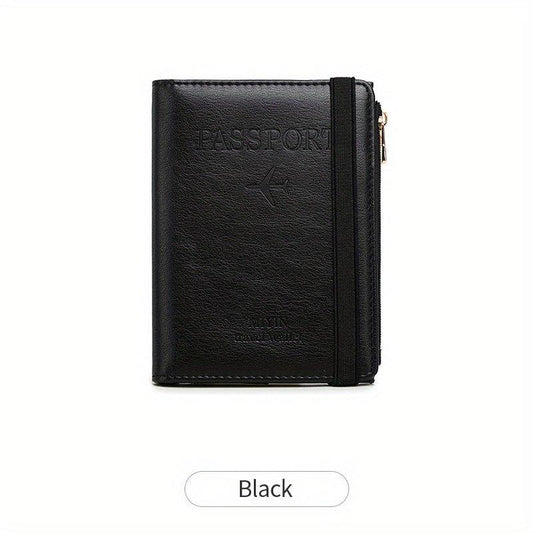 RFID Blocking Passport Holder Slim Travel Multifunctional Card Zipper Coin Pouch