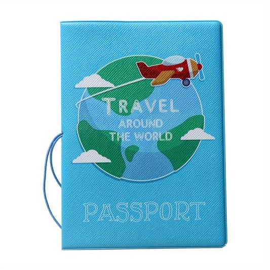 Cartoon Airplane Pattern Passport Holder Aircraft Document Storage Bag