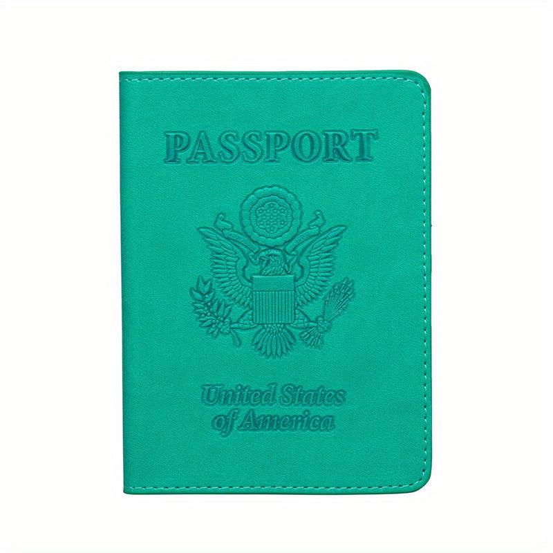 US Embossed Leather Passport Cover Protector Slim Travel Accessories