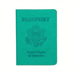 US Embossed Leather Passport Cover Protector Slim Travel Accessories