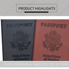 US Embossed Leather Passport Cover Protector Slim Travel Accessories