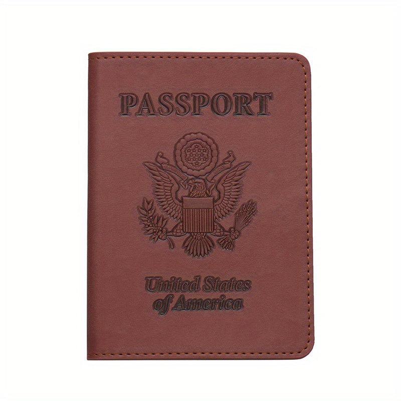 US Embossed Leather Passport Cover Protector Slim Travel Accessories