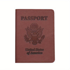 US Embossed Leather Passport Cover Protector Slim Travel Accessories