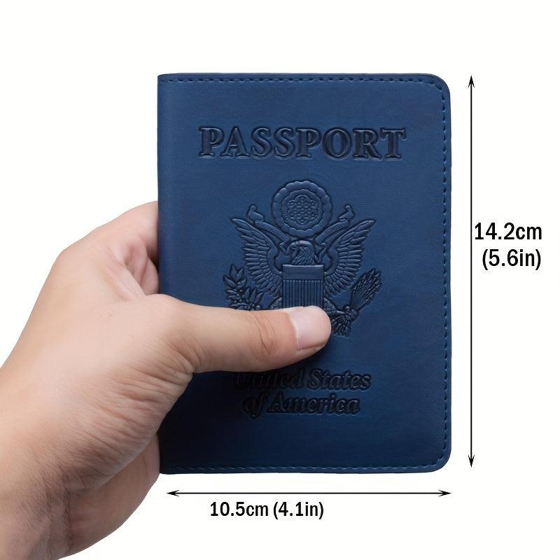 US Embossed Leather Passport Cover Protector Slim Travel Accessories