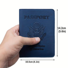 US Embossed Leather Passport Cover Protector Slim Travel Accessories