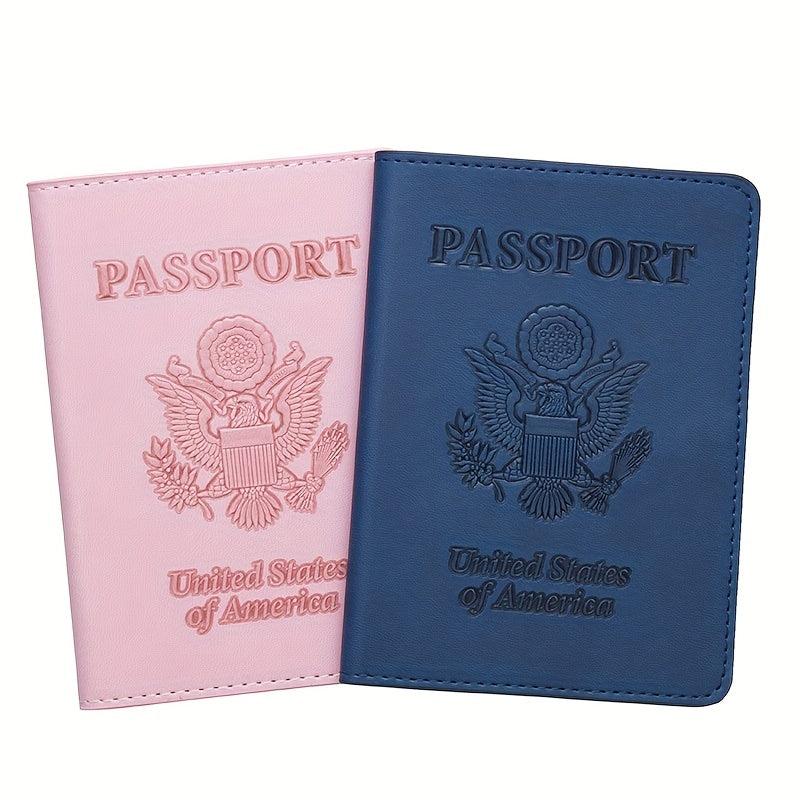 US Embossed Leather Passport Cover Protector Slim Travel Accessories