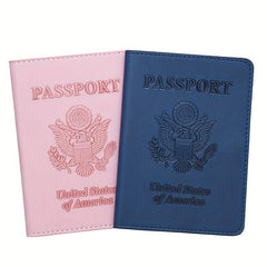 US Embossed Leather Passport Cover Protector Slim Travel Accessories