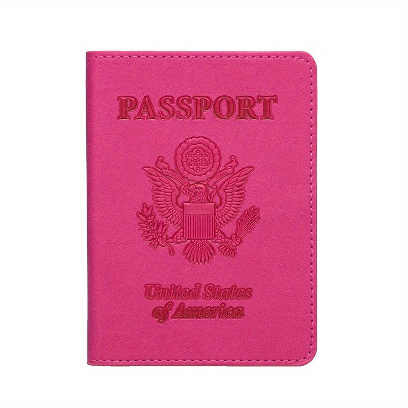 US Embossed Leather Passport Cover Protector Slim Travel Accessories