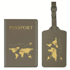 Passport Cover and Luggage Tag Set for Travel
