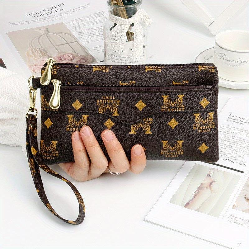 Vintage Print Long Wallet PU Leather Coin Purse Women's Clutch Bag