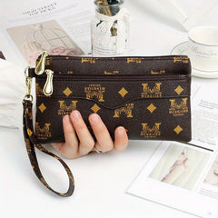 Vintage Print Long Wallet PU Leather Coin Purse Women's Clutch Bag