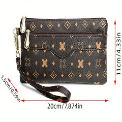 Vintage Print Long Wallet PU Leather Coin Purse Women's Clutch Bag