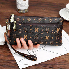 Vintage Print Long Wallet PU Leather Coin Purse Women's Clutch Bag