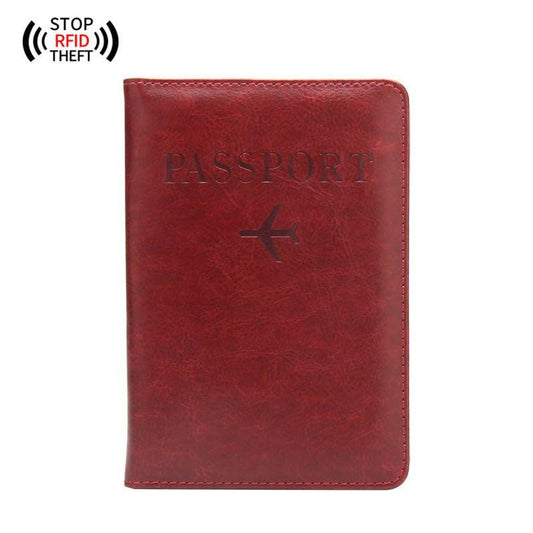 Anti-Magnetic Passport Holder 5 Card Slots Anti-Theft Brush Plane