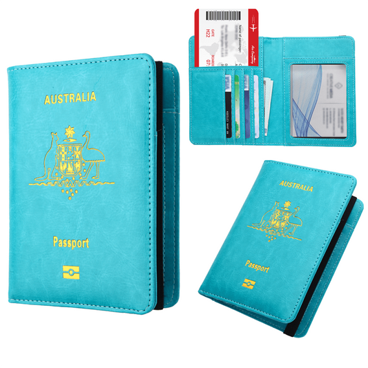 Australia Passport Cover with Vaccine Card Slot Travel Wallet