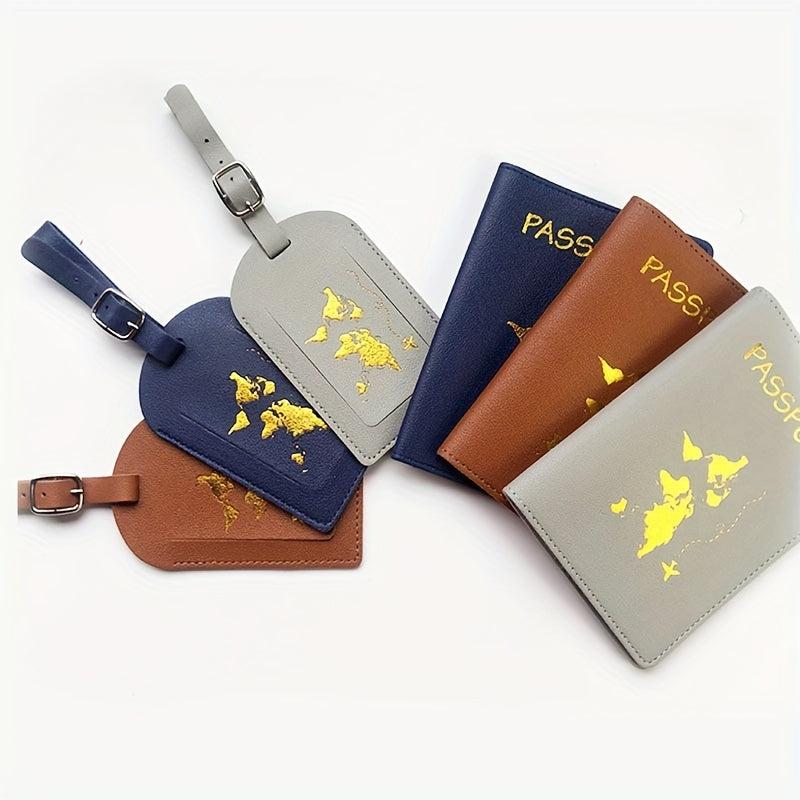 Map Bronzing Luggage Tag and Passport Holder Set
