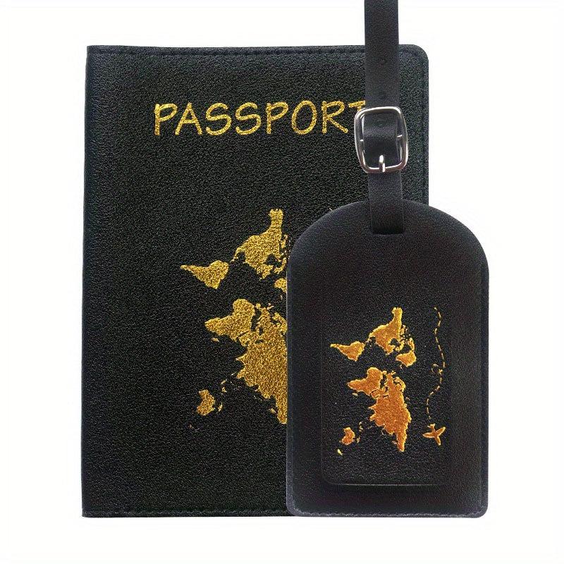 Map Bronzing Luggage Tag and Passport Holder Set