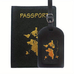Map Bronzing Luggage Tag and Passport Holder Set