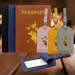 Map Bronzing Luggage Tag and Passport Holder Set