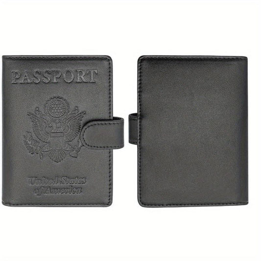 RFID Anti Theft Passport Holder PU Leather Durable Button CDC Vaccine