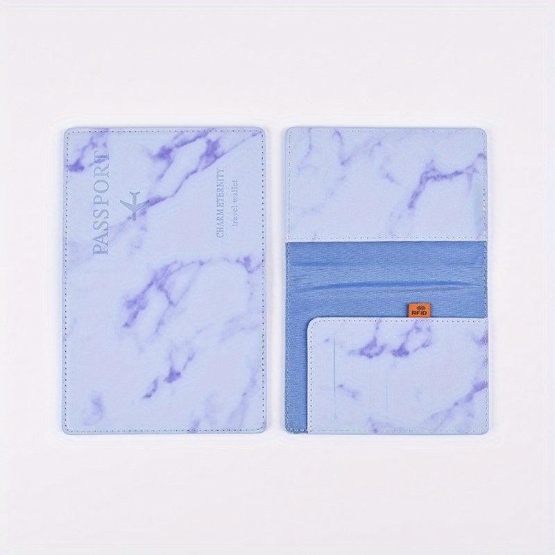 Marble Pattern Passport Holder RFID Blocking PU Leather
