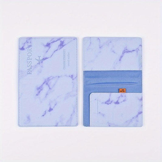 Marble Pattern Passport Holder RFID Blocking PU Leather