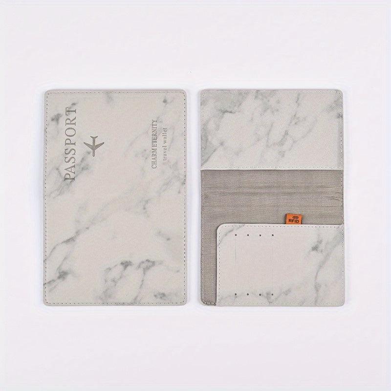 Marble Pattern Passport Holder RFID Blocking PU Leather