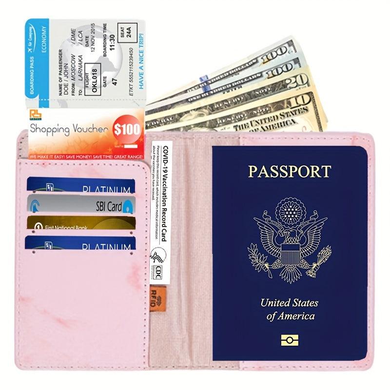 Marble Pattern Passport Holder RFID Blocking PU Leather